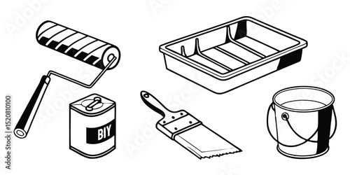 Home Renovation Tools Icon Set  Solid Style DIY & Maintenance Symbols for Home Improvement Projects
