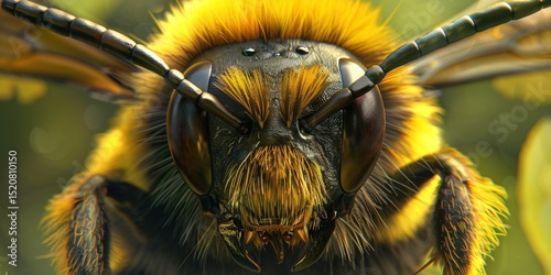 Magnificent Close-Up of a Fuzzy Bee Nature's Tiny Marvel
