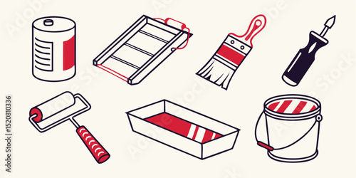 Home Renovation Tools Icon Set  Solid Style DIY & Maintenance Symbols for Home Improvement Projects