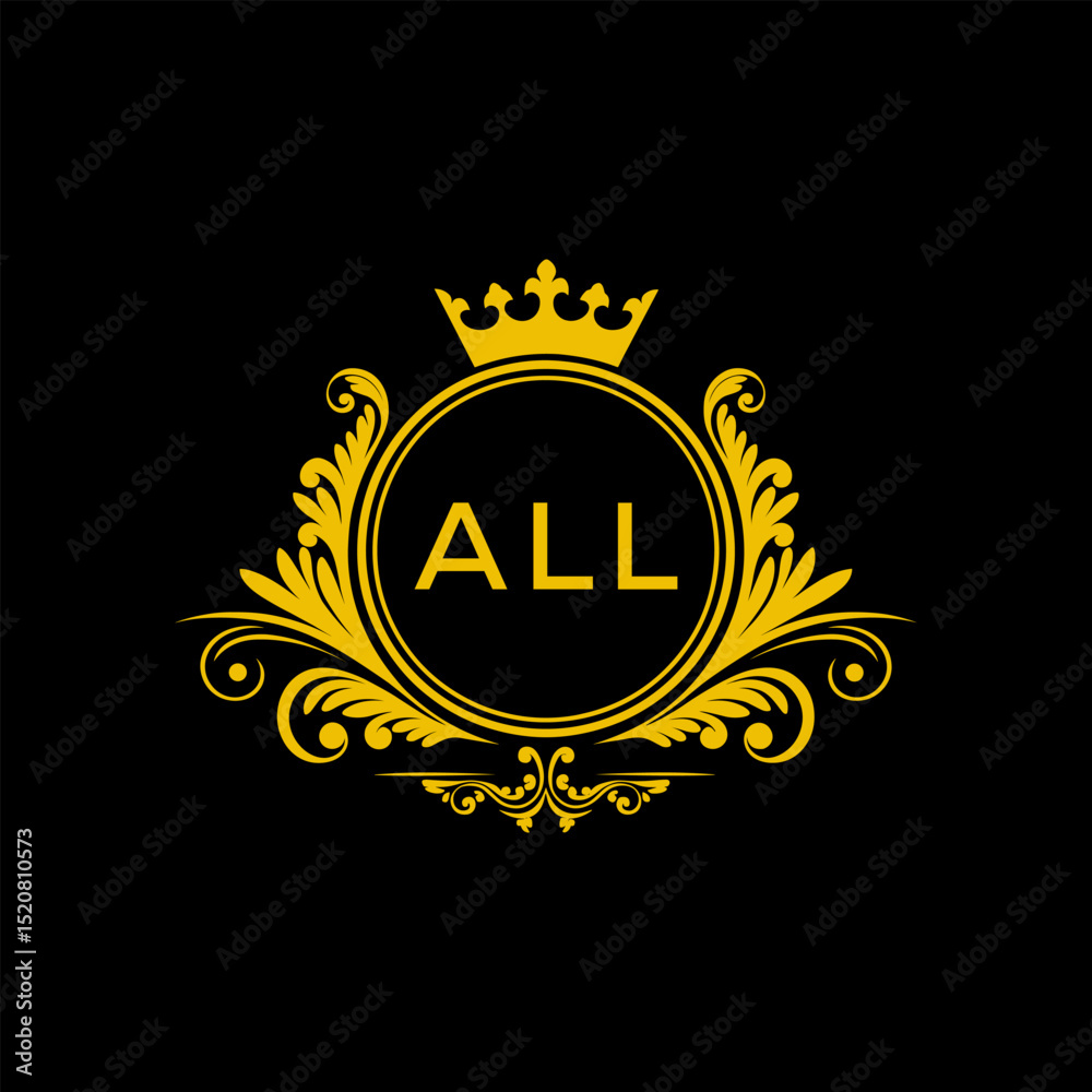 Naklejka premium Initial ALL Letter Linked Logo for business and company identity. Modern ALL Letter Logo Vector Template with modern trendy golden logo. 