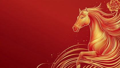 luxury red and gold chinese horse new year background,  2026 new year 