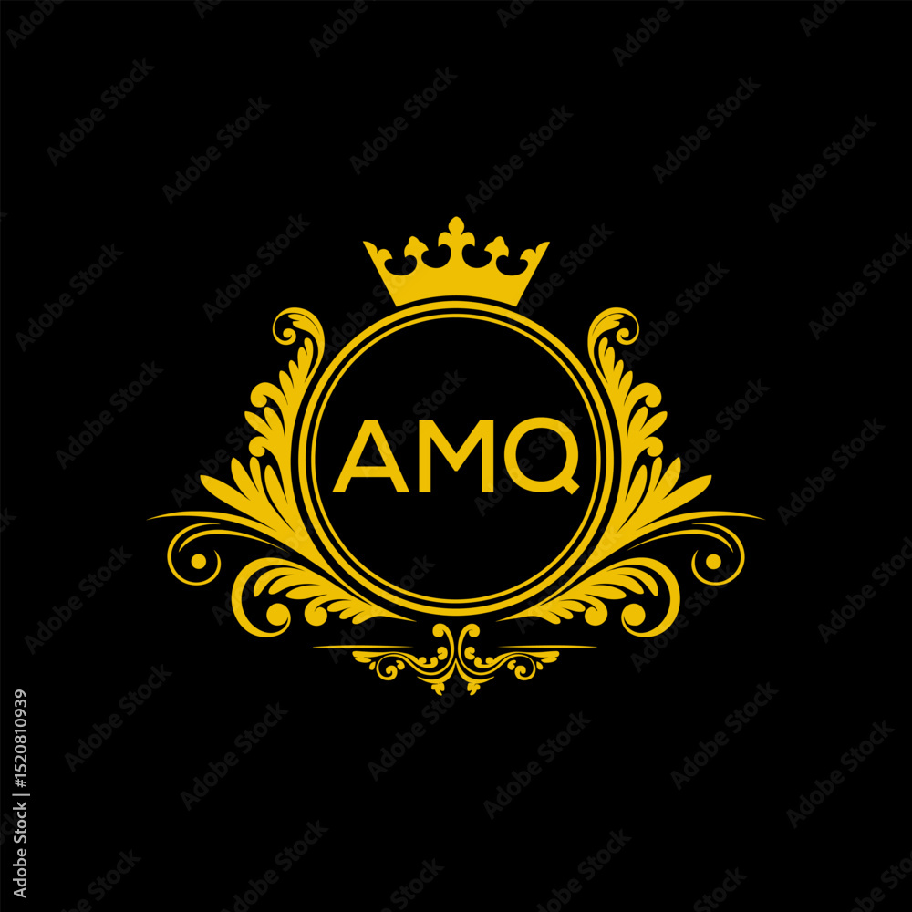 Naklejka premium Initial AMQ Letter Linked Logo for business and company identity. Modern AMQ Letter Logo Vector Template with modern trendy golden logo. 