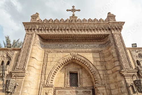 Ornate facade of the historic Hanging Church in Cairo, Egypt photo