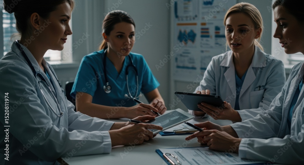 Obraz premium Medical team reviewing patient data.