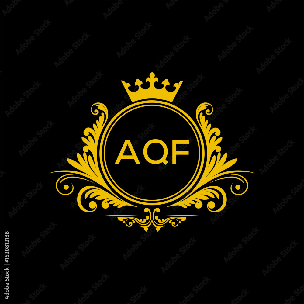 Fototapeta premium Initial AQF Letter Linked Logo for business and company identity. Modern AQF Letter Logo Vector Template with modern trendy golden logo.
