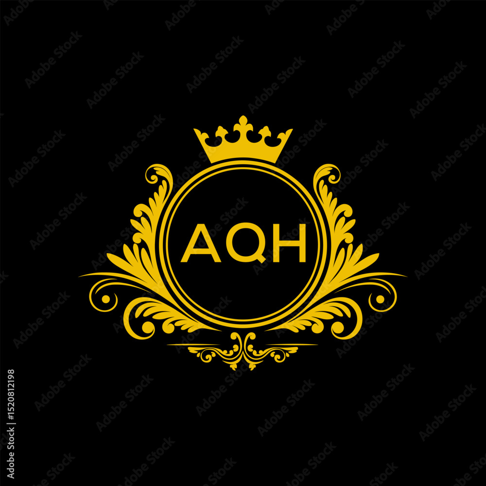 Naklejka premium Initial AQH Letter Linked Logo for business and company identity. Modern AQH Letter Logo Vector Template with modern trendy golden logo.