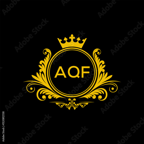 Initial AQF Letter Linked Logo for business and company identity. Modern AQF Letter Logo Vector Template with modern trendy golden logo.
