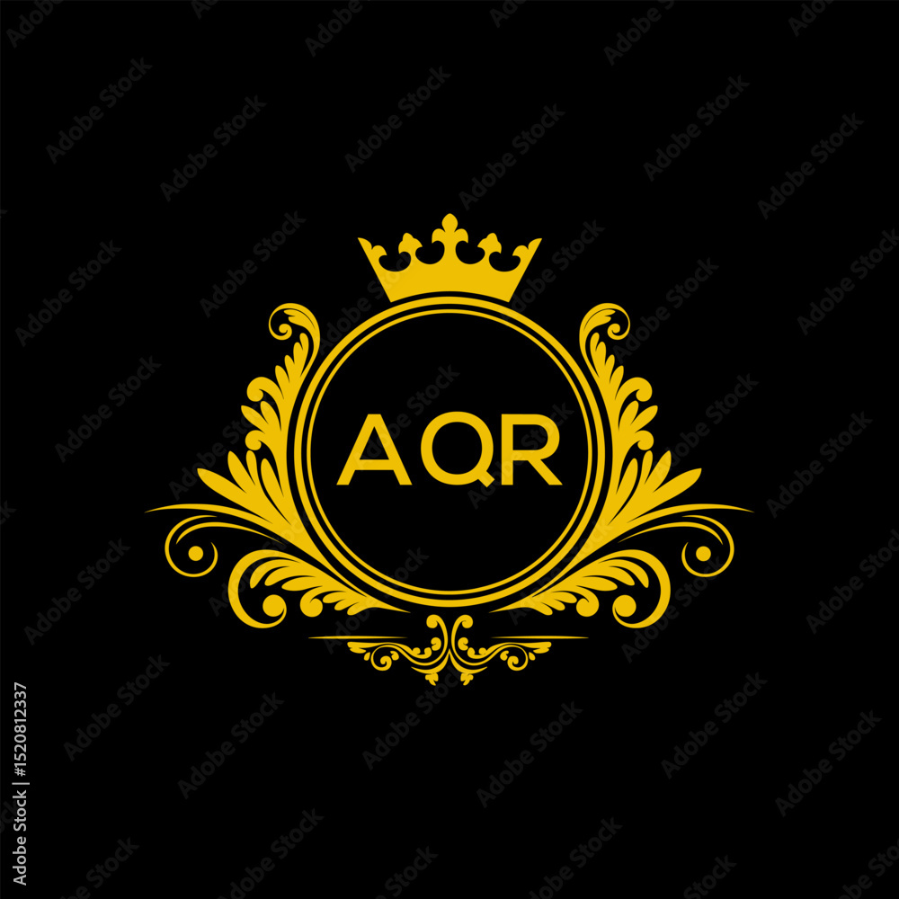 Naklejka premium Initial AQR Letter Linked Logo for business and company identity. Modern AQR Letter Logo Vector Template with modern trendy golden logo. 