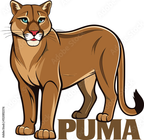 Puma animal in bold cartoon mascot style illustration vector design

