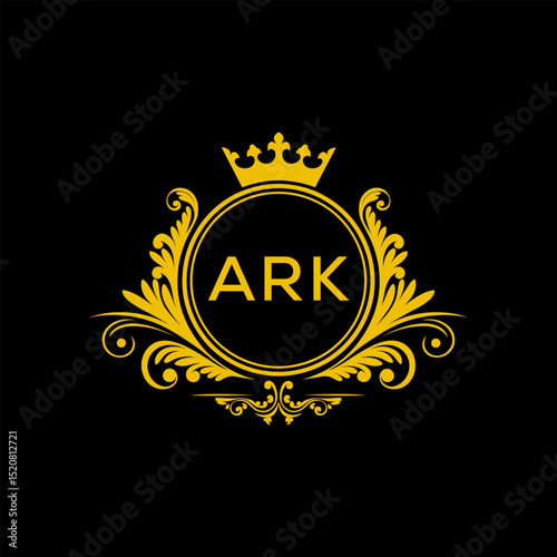 Initial ARK Letter Linked Logo for business and company identity. Modern ARK Letter Logo Vector Template with modern trendy golden logo.
