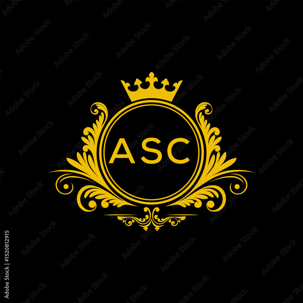 Naklejka premium Initial ASC Letter Linked Logo for business and company identity. Modern ASC Letter Logo Vector Template with modern trendy golden logo. 