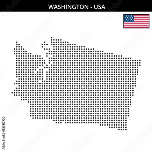 Medium dots map of washington in the USA