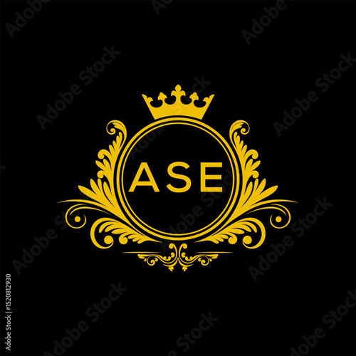 Initial ASE Letter Linked Logo for business and company identity. Modern ASE Letter Logo Vector Template with modern trendy golden logo.
