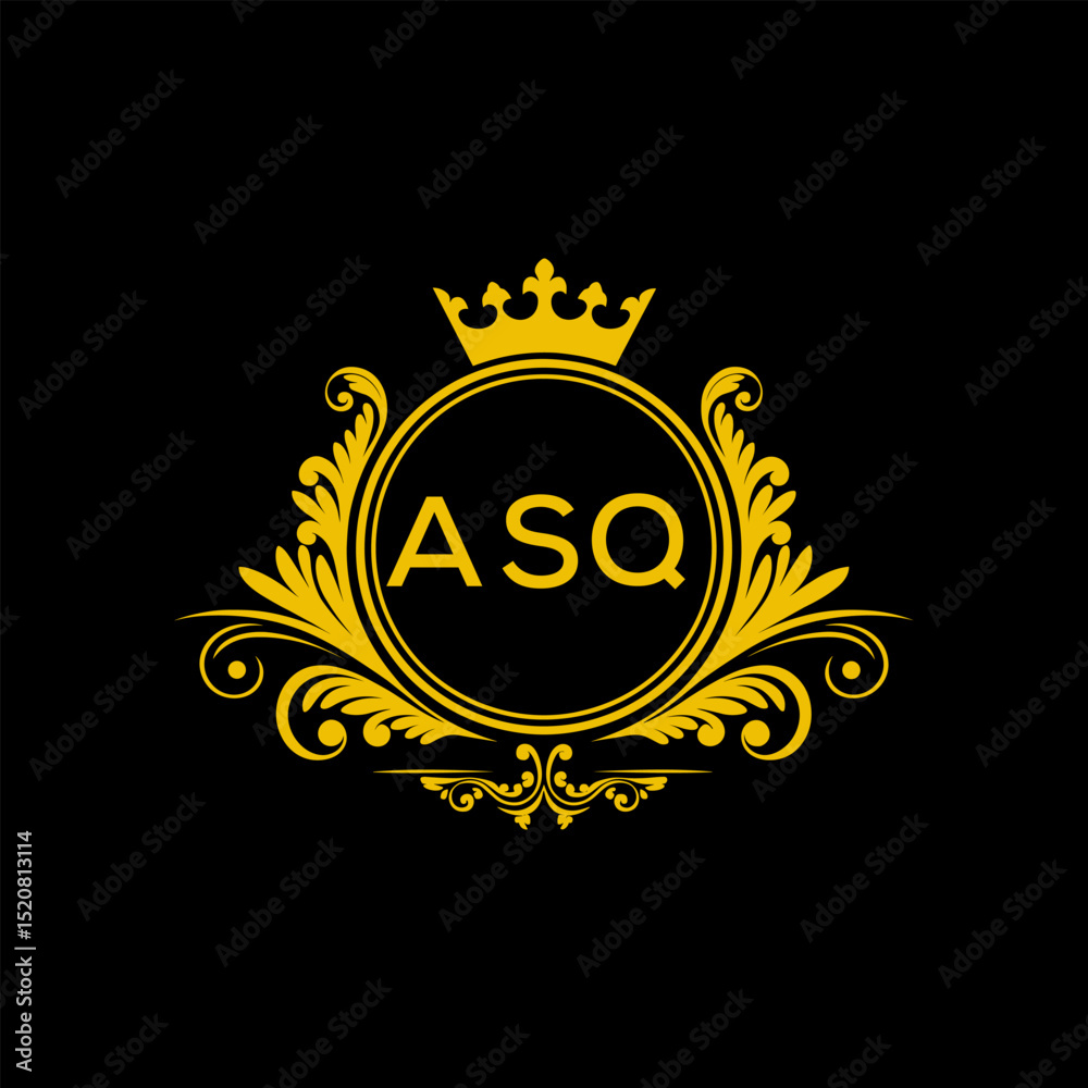 Naklejka premium Initial ASQ Letter Linked Logo for business and company identity. Modern ASQ Letter Logo Vector Template with modern trendy golden logo. 
