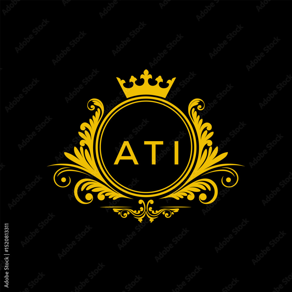 Fototapeta premium Initial ATI Letter Linked Logo for business and company identity. Modern ATI Letter Logo Vector Template with modern trendy golden logo. 