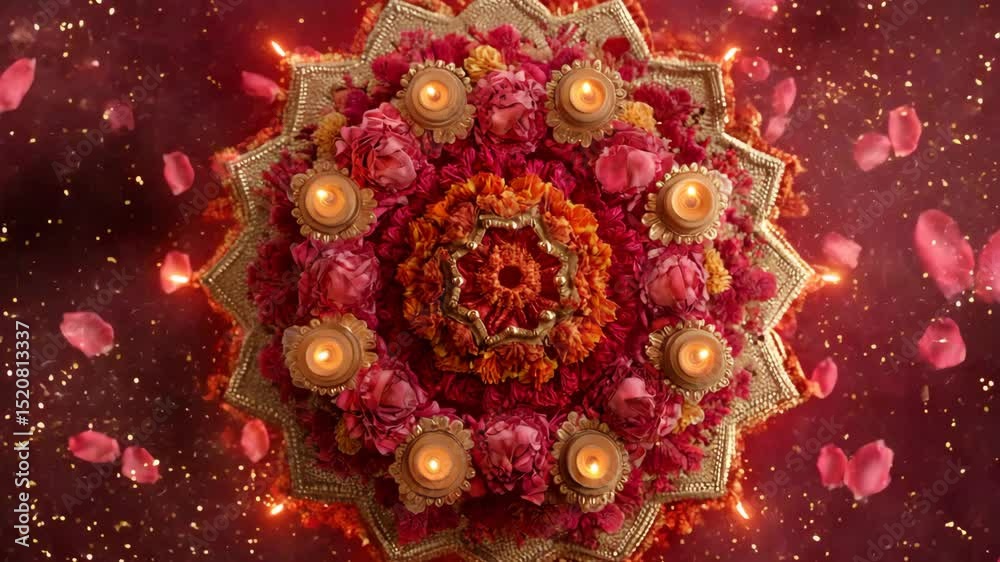 Kaleidoscope Mandala VJ Loop With Golden Textures