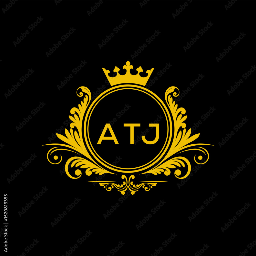 Naklejka premium Initial ATJ Letter Linked Logo for business and company identity. Modern ATJ Letter Logo Vector Template with modern trendy golden logo. 