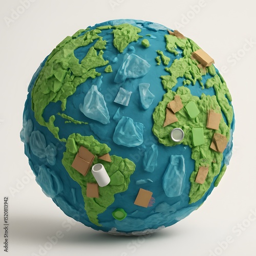 Earth Made from Recycled Materials Promoting Sustainability. Generative AI