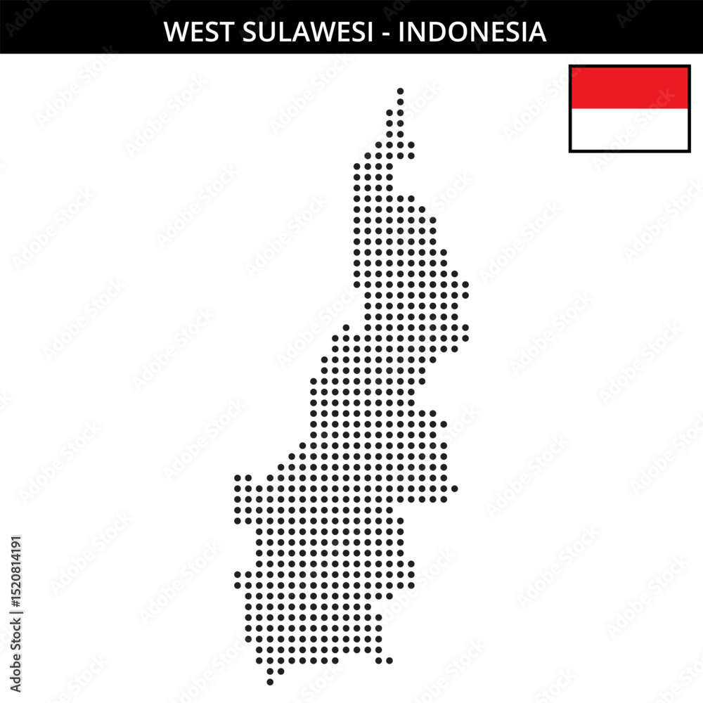 Fototapeta premium Medium dots map of west-sulawesi in Indonesia
