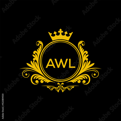 Initial AWL Letter Linked Logo for business and company identity. Modern AWL Letter Logo Vector Template with modern trendy golden logo.
