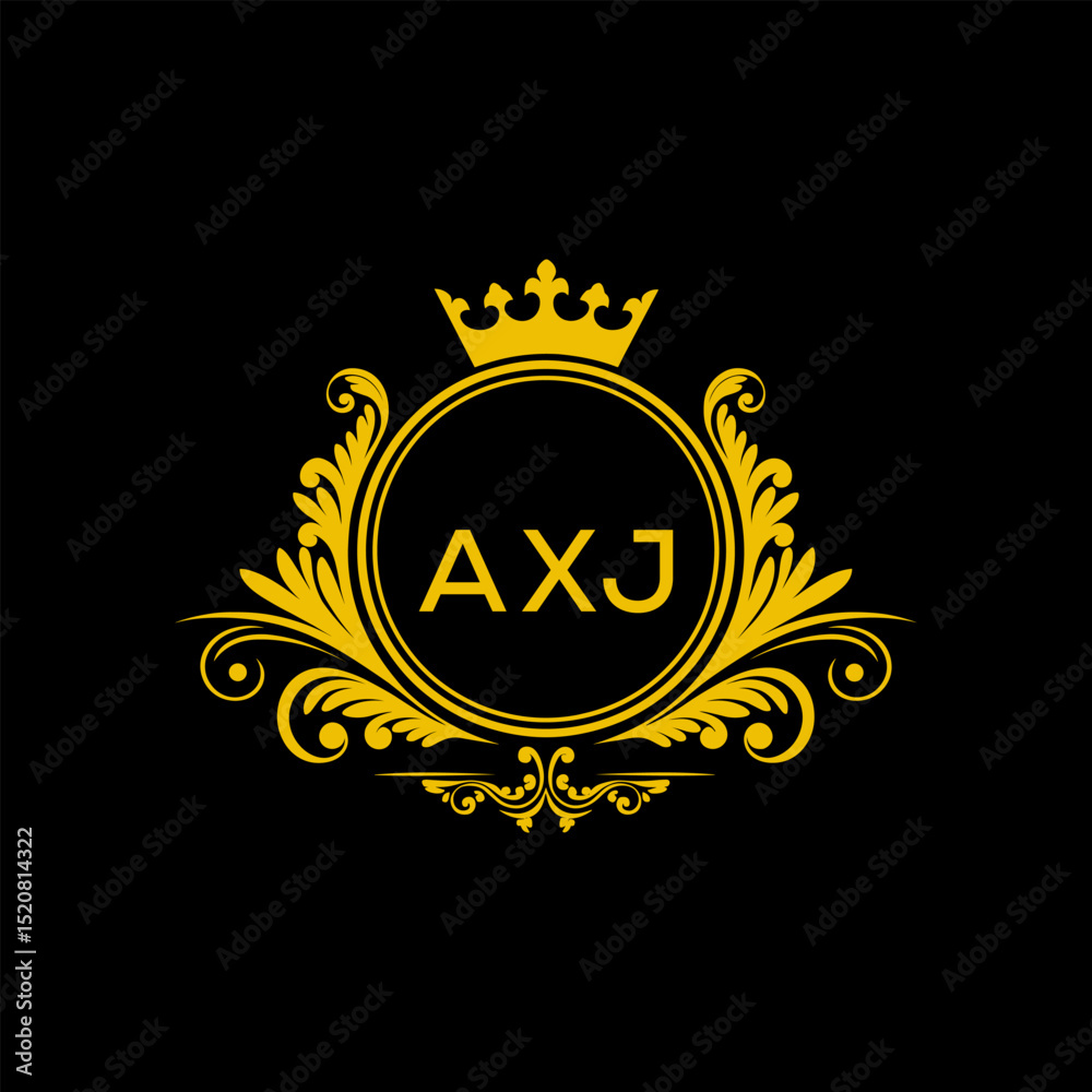 Naklejka premium Initial AXJ Letter Linked Logo for business and company identity. Modern AXJ Letter Logo Vector Template with modern trendy golden logo. 