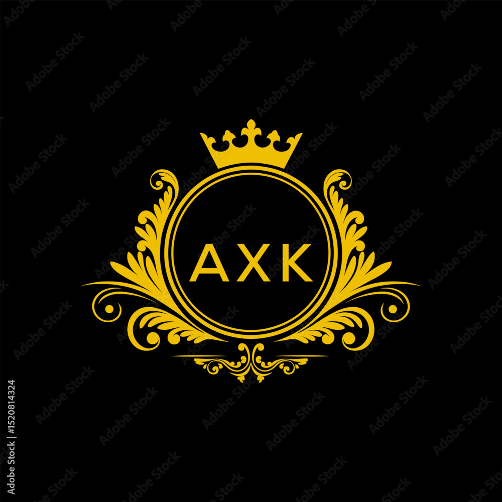Naklejka premium Initial AXK Letter Linked Logo for business and company identity. Modern AXK Letter Logo Vector Template with modern trendy golden logo. 