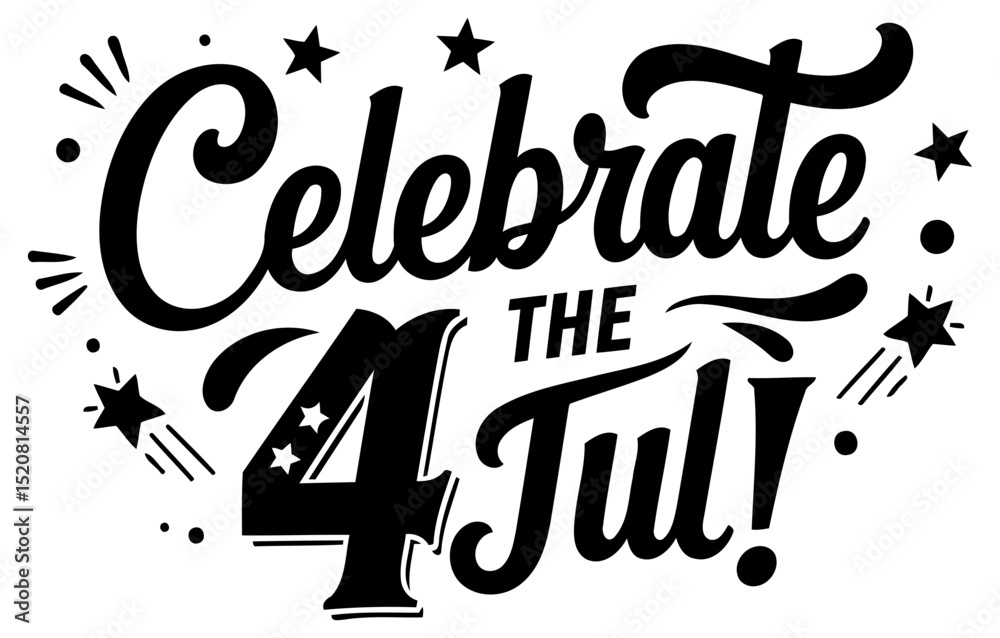 Fototapeta premium Celebrate 4th of July patriotic graphic design in a vintage style. Typography design with celebratory elements. showcasing American holiday spirit.