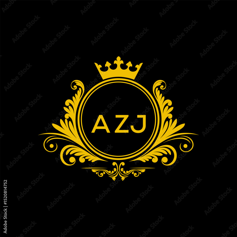Naklejka premium Initial AZJ Letter Linked Logo for business and company identity. Modern AZJ Letter Logo Vector Template with modern trendy golden logo. 