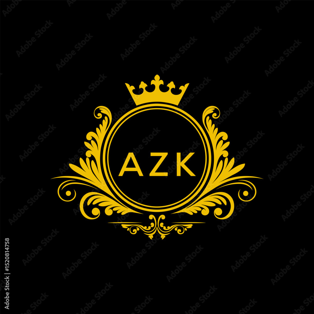 Naklejka premium Initial AZK Letter Linked Logo for business and company identity. Modern AZK Letter Logo Vector Template with modern trendy golden logo. 