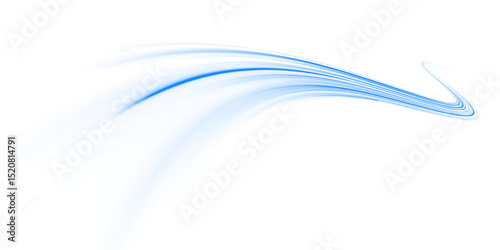 PNG curved motion streak with blue trail and glowing line across the dark road, as the laser beam breaks into light and a bright tail forms the main moving line PNG.