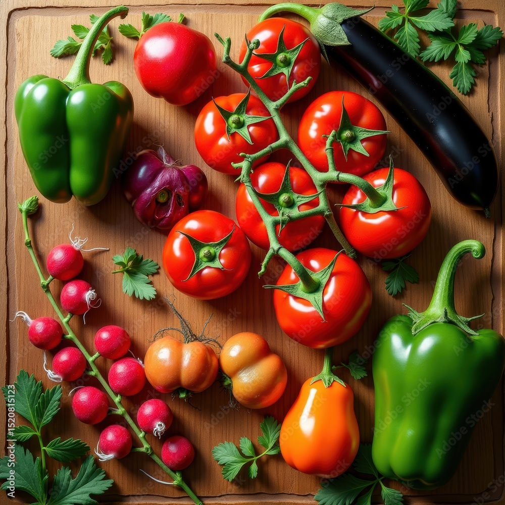vibrant vegetable flat lay arrangement fresh produce wooden cutting board kitchen decor, cucumber, tomato, pepper, onion, carrot, potato, garlic, zucchini vibrant vegetable flat lay arrangement fresh produce wooden cutting board kitchen decor, cucumber, tomato, pepper, onion, carrot, potato, garlic, zucchini