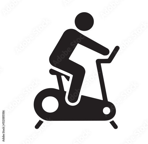 Exercise Bike Icon – Stationary Cycling Fitness Symbol in Silhouette Style