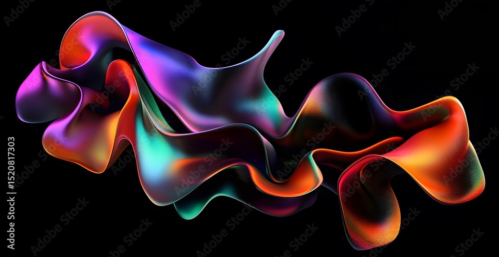 Obraz premium Shiny silver liquid texture, abstract fluid waves, 3D render, white background, 