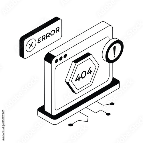 An isometric icon depicting 404 error page