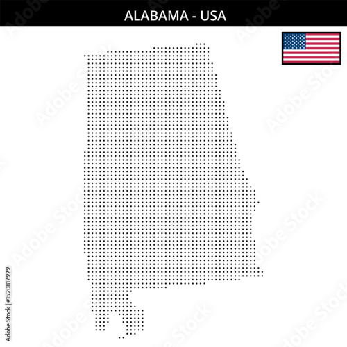 Small dots map of alabama in the USA