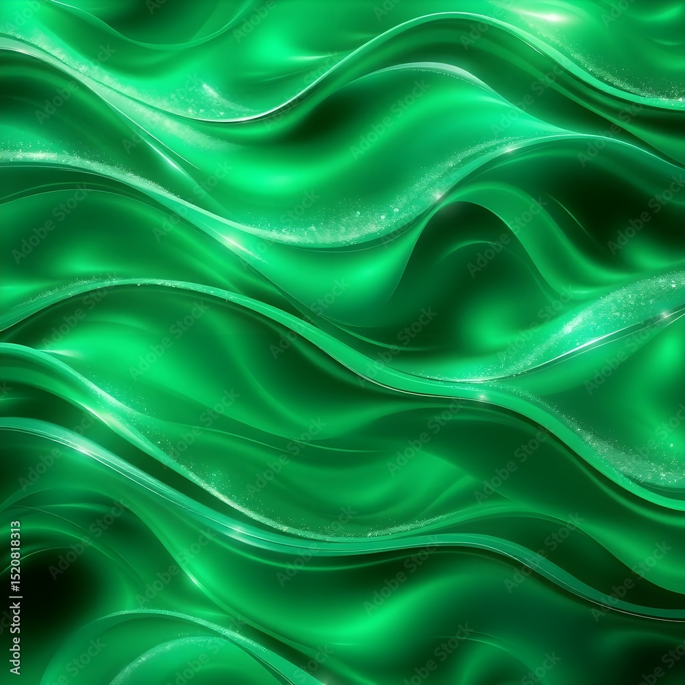 Fototapeta premium 진한 초록의 3d 물결 3D waves of deep green