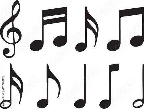 musical notes, music, treble clef, clef, notes, eighth note, quarter note, half note, whole note, 