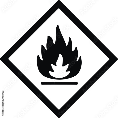 flammable, symbol, hazard, warning, safety, sign, fire, flame, alert, danger, combustible, caution, 