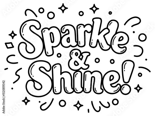 Sparkle and Shine graphic design with no demographic details. Circular graphic design with decorative elements.