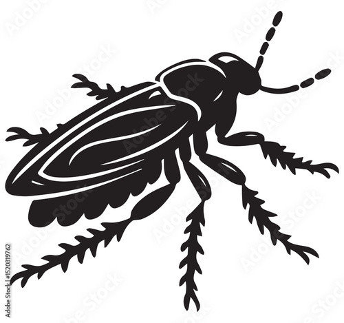 Flying insect bug pest black silhouette isolated on white background simple nature animal graphic element