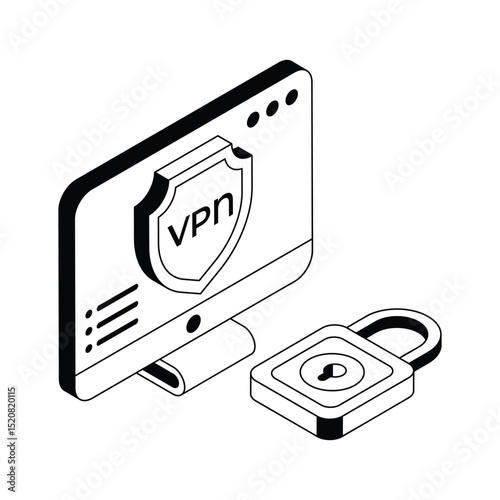 Get this visually engaging vpn security isometric icon