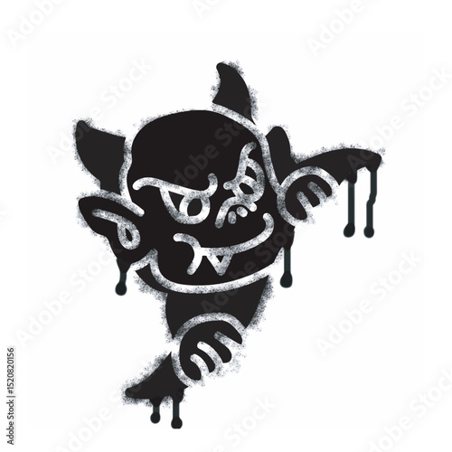 Devil spray icon isolated on white background. Devil graffiti icon sprayed in black on white background. Vector illustration.
