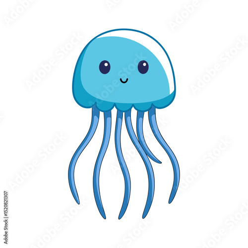 Cute cartoon jellyfish illustration for kids