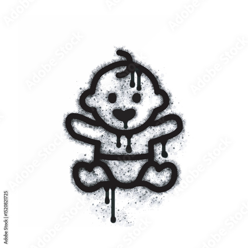 Baby spray icon isolated on white background. Baby spray graffiti icon in black on white background. Vector illustration.