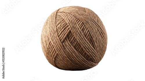 A rustic ball of brown yarn perfect for cozy winter knitting projects with on transparent background