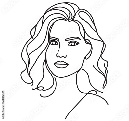 Line art woman portrait drawing minimalist abstract face illustration beauty fashion style graphic design element