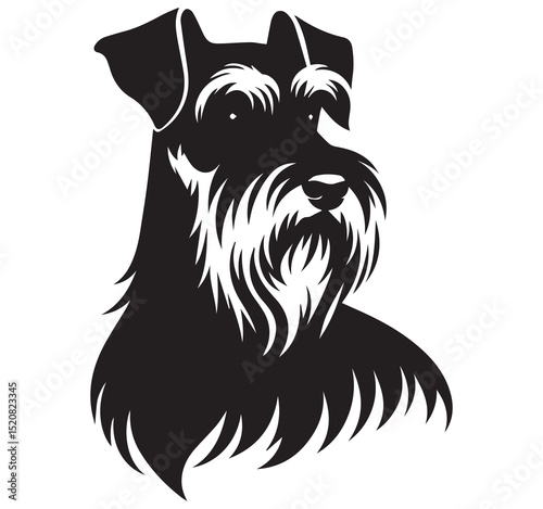 Schnauzer dog head portrait silhouette black and white vector illustration logo icon design element