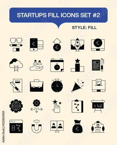 Startup Business & Innovation Fill Icons Pack
