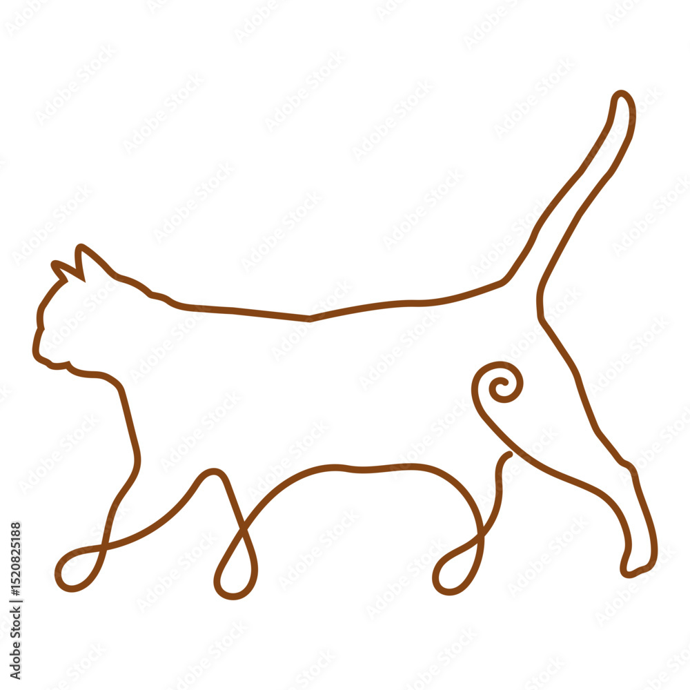 Fototapeta premium Monoline Line Art Cat