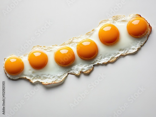 An arrow made of fried eggs pointing upwards, symbolizing growth and success in the food industry. The egg yolks form an upward line on top of each other.